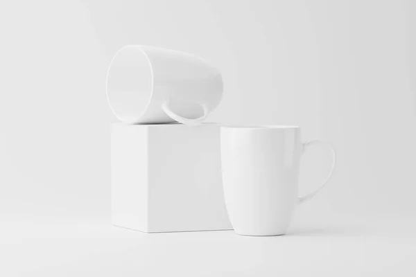 Tasse Tasse Céramique Pour Café Thé Blanc Blanc Rendu Maquereau — Photo