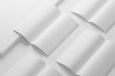 DL Eyer Dikişi İkili Broşür Beyaz Boş 3B Tasarım Hazırlama Sunumu