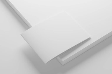 ABD Harf Manzarası Eyer Dikişi İkili Broşür Kataloğu Beyaz Boş 3B Tasarım Hazırlama Sunumu