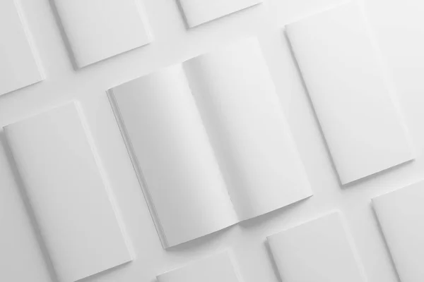 Sammelhefter Bifold Broschüre White Blank Rendering Mockup Für Designpräsentation — Stockfoto