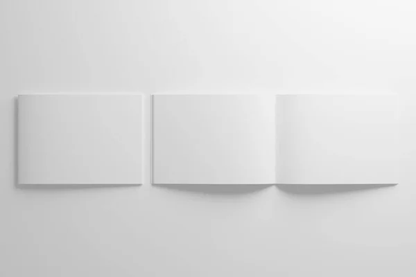 Landscape Sammelhefter Bifold Broschüre White Blank Rendering Mockup Für Designpräsentation — Stockfoto