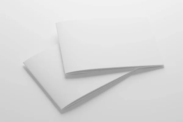 Paisagem Sela Ponto Bifold Folheto Branco Branco Renderização Mockup Para — Fotografia de Stock