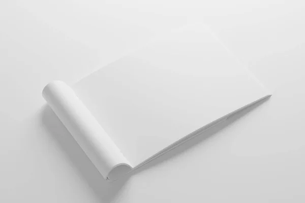 Tájkép Nyereg Stitch Bifold Brochure White Blank Renderelés Mockup Design — Stock Fotó