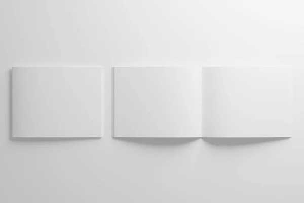 Letter Landscape Saddle Stitch Bifold Broschüre Katalog White Blank Rendering — Stockfoto