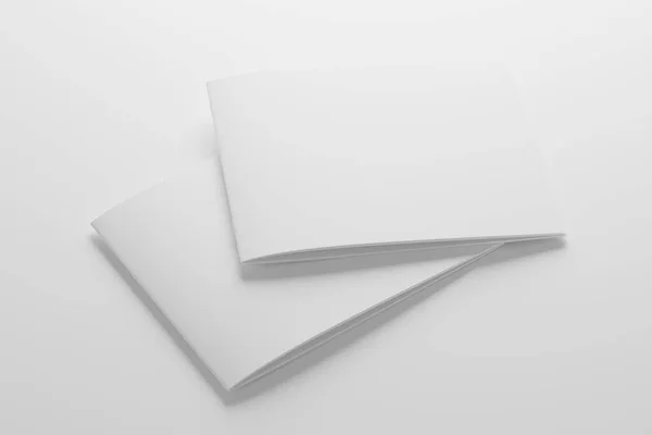 Letter Landscape Saddle Stitch Bifold Broschyr Katalog Vit Blank Rendering — Stockfoto