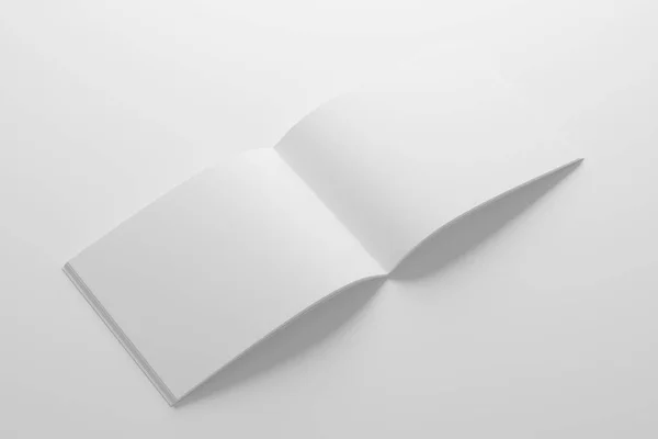 Letter Landscape Saddle Stitch Bifold Brochure Catalog White Blank Rendering — стокове фото
