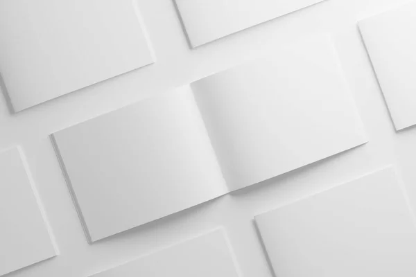 Letter Landscape Saddle Stitch Bifold Brochure Catalog White Blank Rendering — Stock Photo, Image