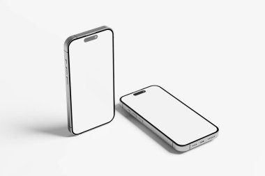 Iphone 15 ve 15 Pro ve 15 Pro Max White Blank 3D Görüntü UI Tasarımı Yapılandırma Modeli