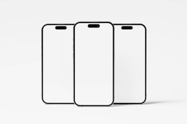 Iphone 15 ve 15 Pro ve 15 Pro Max White Blank 3D Görüntü UI Tasarımı Yapılandırma Modeli