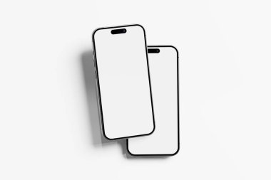 Iphone 15 ve 15 Pro ve 15 Pro Max White Blank 3D Görüntü UI Tasarımı Yapılandırma Modeli