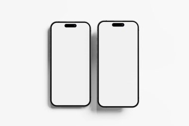 Iphone 15 ve 15 Pro ve 15 Pro Max White Blank 3D Görüntü UI Tasarımı Yapılandırma Modeli