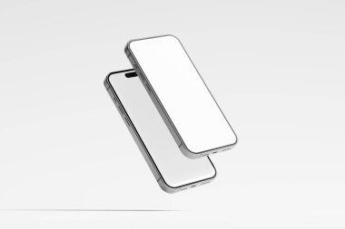 Iphone 15 ve 15 Pro ve 15 Pro Max White Blank 3D Görüntü UI Tasarımı Yapılandırma Modeli