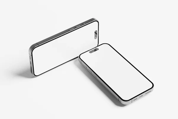 Iphone 15 ve 15 Pro ve 15 Pro Max White Blank 3D Görüntü UI Tasarımı Yapılandırma Modeli