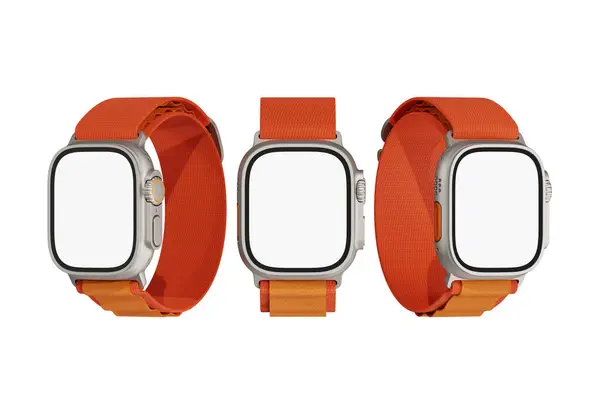 Apple Watch Ultra Blanco Blanco Representación Burla Para Presentación Diseño Imágenes de stock libres de derechos