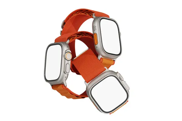 Apple Watch Ultra Blanco Blanco Representación Burla Para Presentación Diseño Imagen de archivo