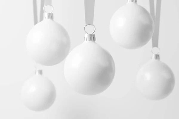 Bola Navidad Blanco Blanco Mate Representación Burla Para Presentación Diseño Fotos de stock libres de derechos