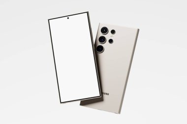 Tasarım Sunumu için Galaxy S24 Ultra Beyaz Boş 3B Hazırlama Aygıtı Yapılandırması