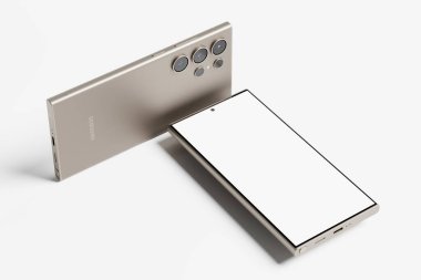 Tasarım Sunumu için Galaxy S24 Ultra Beyaz Boş 3B Hazırlama Aygıtı Yapılandırması