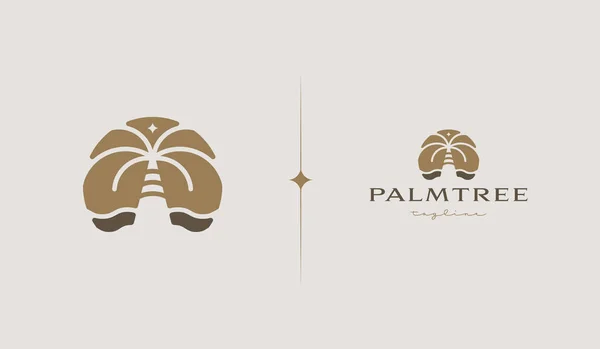 Palmiye ağacı logosu. Evrensel yaratıcı prim sembolü. Vektör simgesi logo şablonu. Vektör illüstrasyonu