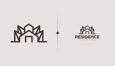 Residence Monoline Logo Template. Universal creative premium symbol. Vector illustration clipart