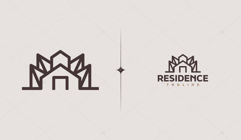 Residence Monoline Logo Template. Universal creative premium symbol. Vector illustration