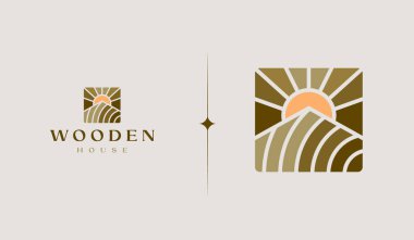 Wooden House Logo Template. Universal creative premium symbol. Vector illustration. Creative Minimal design template. Symbol for Corporate Business Identity