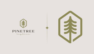 Pine Tree Simple Line Logo Template. Universal creative premium symbol. Vector illustration. Creative Minimal design template. Symbol for Corporate Business Identity clipart