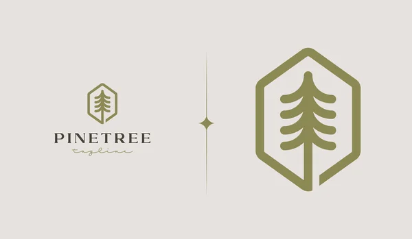Pine Tree Simple Line Logo Template. Universal creative premium symbol. Vector illustration. Creative Minimal design template. Symbol for Corporate Business Identity