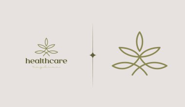 Yaprak Çiçeği Ağacı monolini. Evrensel yaratıcı prim sembolü. Vektör simgesi logo şablonu. Vektör illüstrasyonu