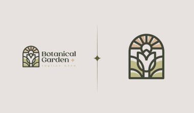 Botanical Garden Monoline Logo Template. Universal creative premium symbol. Vector illustration. Creative Minimal design template. Symbol for Corporate Business Identity