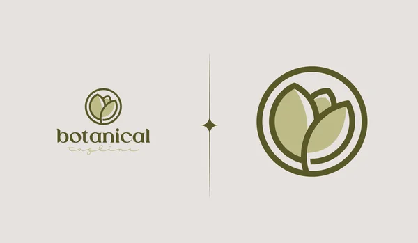 Монолин Цветочного Дерева Листьев Универсальный Креативный Символ Премии Шаблон Логотипа — стоковый вектор