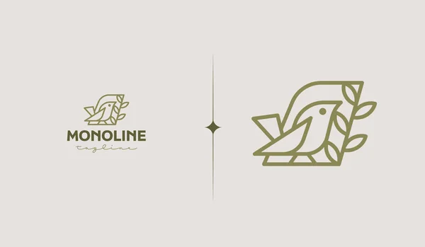 Обвязываем Шаблоном Leaf Monoline Универсальный Креативный Символ Премии Векторная Иллюстрация — стоковый вектор
