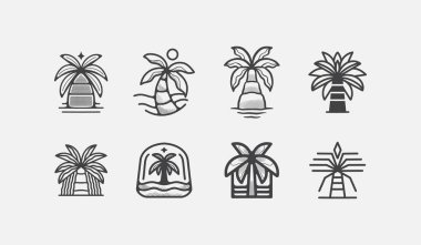 Palm Tree Summer Tropical monoline. Universal creative premium symbol. Vector sign icon logo template. Vector illustration