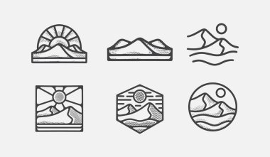 Mountain hill adventure explore monoline. Universal creative premium symbol. Vector sign icon logo template. Vector illustration