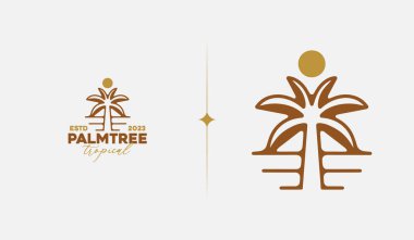 Beach Resort Palm Tree monoline. Universal creative premium symbol. Vector sign icon logo template. Vector illustration