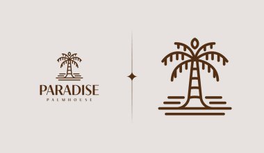 Palm Tree Summer Tropical. Universal creative premium symbol. Vector sign icon logo template. Vector illustration