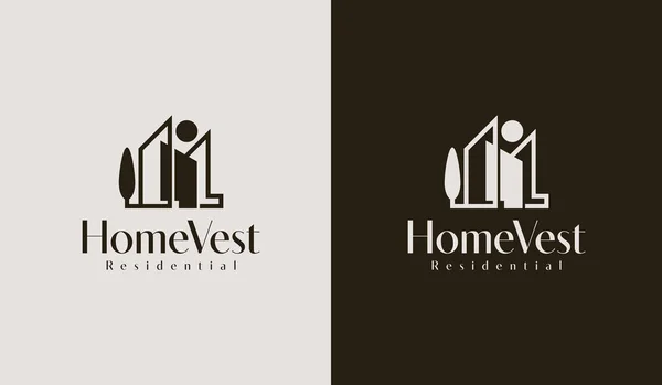 Κτίριο Residence Real Estate House Logo Παγκόσμιο Σύμβολο Δημιουργικής Πριμοδότησης — Διανυσματικό Αρχείο