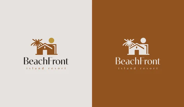 Beach Resort Palm Tree Monoline Universal Creative Premium Symbol Vector — Stok Vektör