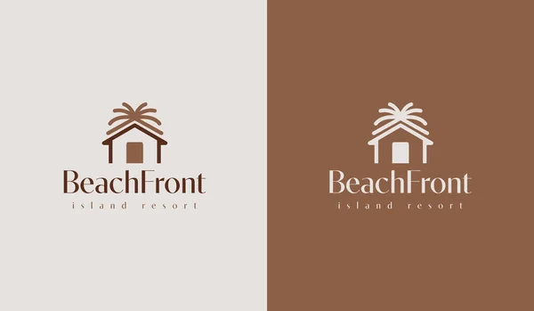 Beach Resort Palm Tree Monoline Universal Creative Premium Symbol Vector — Stok Vektör