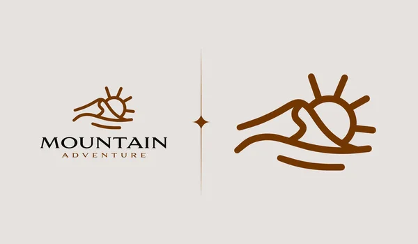 Монолин Mountain Hill Top Sun Rays Универсальный Креативный Символ Премии — стоковый вектор