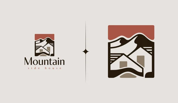 Логотип Mountain Side House Универсальный Креативный Символ Премии Шаблон Логотипа — стоковый вектор