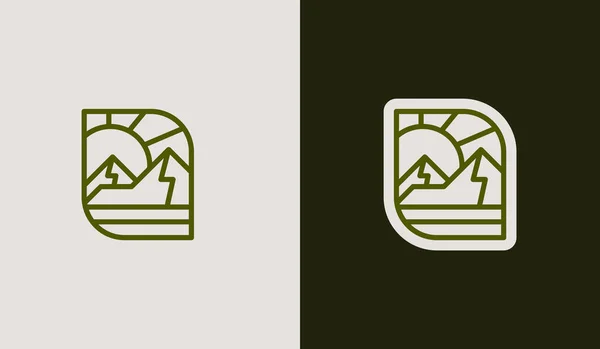 Dağ Yolculuğu Amblemleri Kamp Macerası Amblemleri Rozetler Logo Yamaları Dağ — Stok Vektör