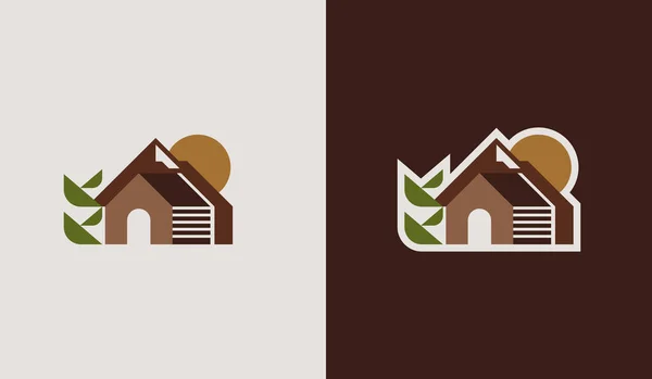 Mountain Side House Pine Tree Logo Symbole Universel Premium Créatif — Image vectorielle