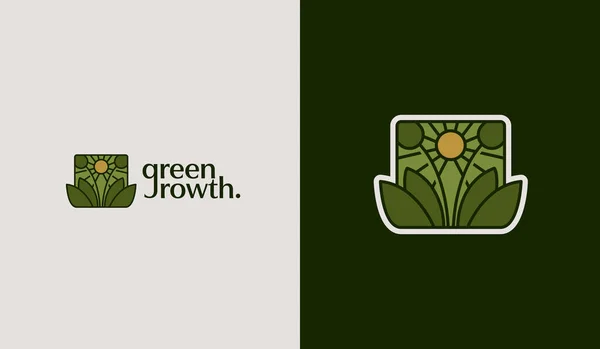 Leaf Flower Tree Monoline Símbolo Premium Creativo Universal Plantilla Logotipo — Vector de stock