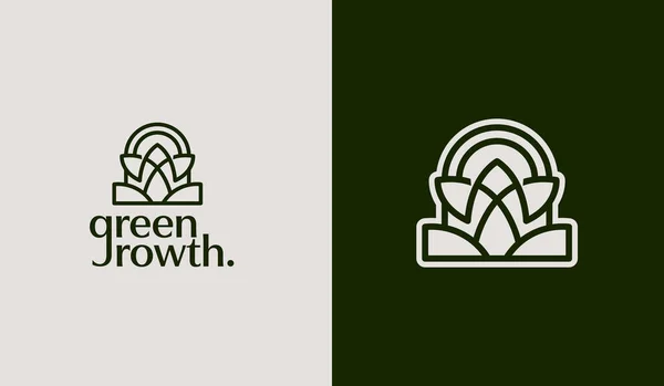 Μονολίνη Από Φύλλα Δέντρου Παγκόσμιο Σύμβολο Δημιουργικής Πριμοδότησης Πρότυπο Λογότυπου — Διανυσματικό Αρχείο
