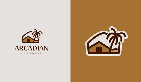 Palm House Logosu Evrensel Yaratıcı Prim Sembolü Vektör Simgesi Logo — Stok Vektör