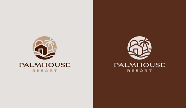Palm Tree House Logo Template Universal Creative Premium Symbol Vector — Stok Vektör