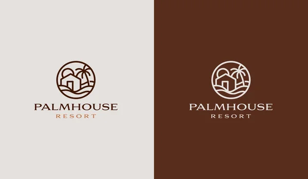 Palm Tree House Logo Template Universal Creative Premium Symbol Vector — Stok Vektör