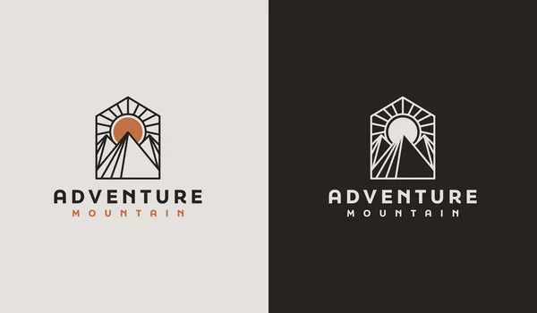 Эмблемы Горных Путешествий Приключения Открытом Воздухе Значки Логотипы Горный Туризм — стоковый вектор