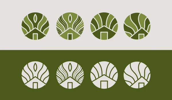 Logo Zielonego Domu Uniwersalny Symbol Kreatywności Szablon Logo Wektora Podpisu — Wektor stockowy